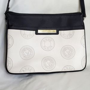 Anne Klein Embossed Black and White Crossbody Messenger Purse